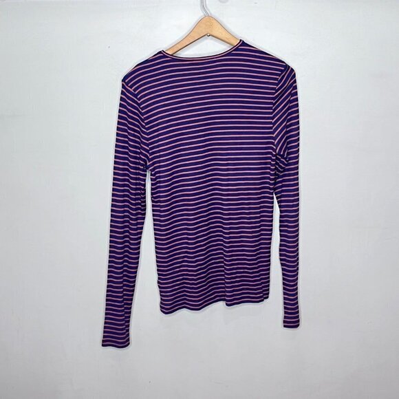 Marine Layer Women's Lexi Rib Crew Tee Top Blue and Orange Stripe- Size XL - Picture 5 of 5